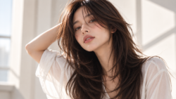 Long layered women's haircut with soft face-framing layers